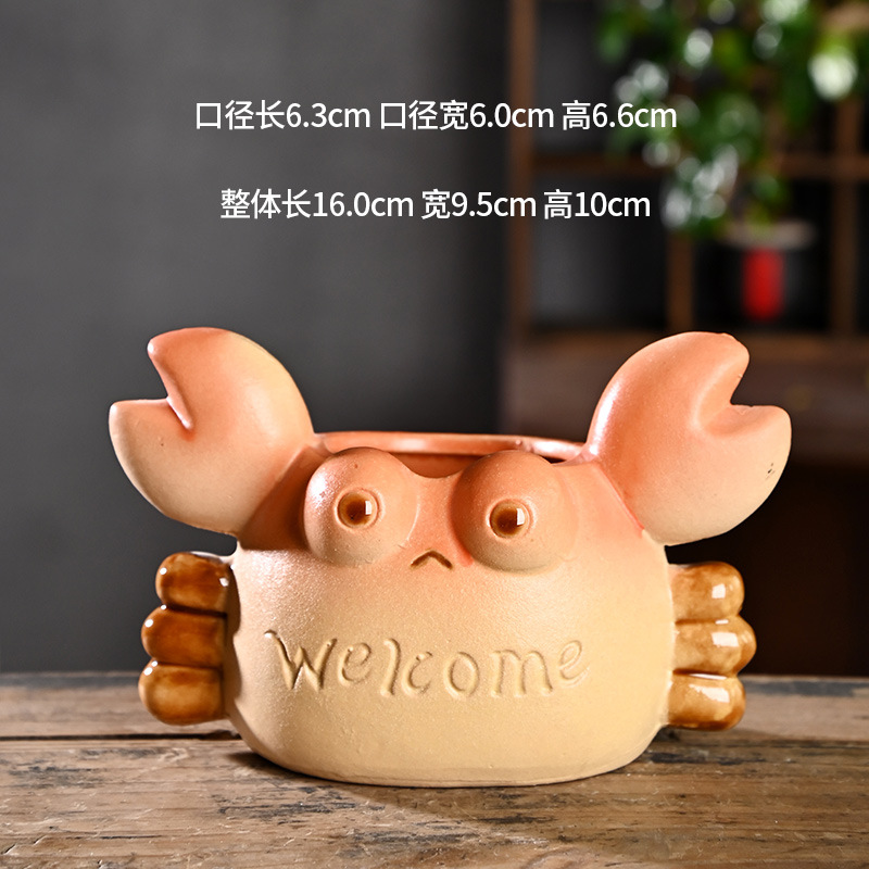 Pequeña caricatura, animal creativo, maceta carnosa, cerámica, arcilla especial para el hogar, maceta de control de raíces de cerámica gruesa, venta al por mayor