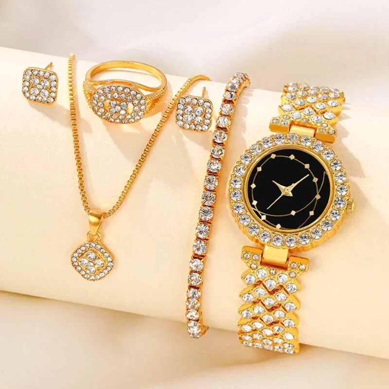 2024 New Ladies Bracelet Set Watch Fashion Diamond 5 pcs/set Female Temperament Baita Quartz Watch Women