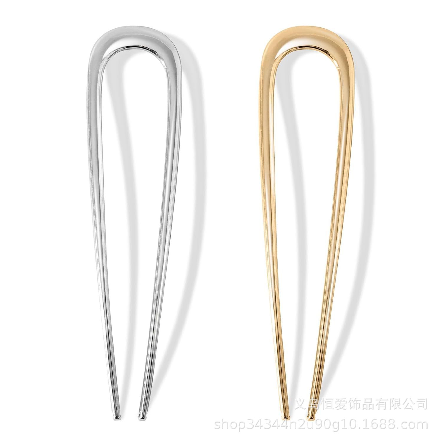 Europa y los Estados Unidos en forma de U pinzas de cabello transfronterizas oro plata aleación de pinzas de cabello horquilla de cabeza detrás de la moda bola pinzas de cabello
