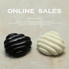 【Yi Sen】 Small Xiang Simple Style Black and White Resin Button Women's Suit Coat Fur Coat Decorative Buttons 