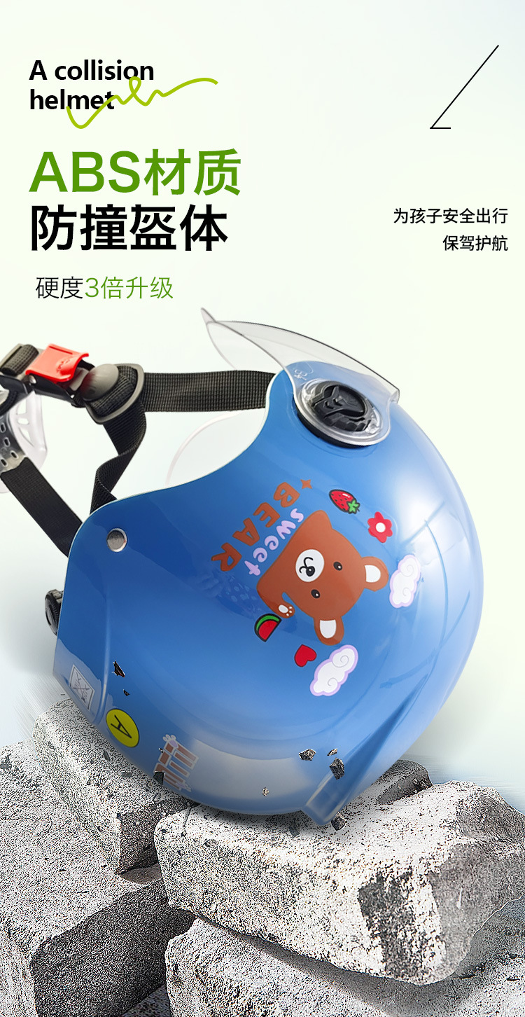 Children's 3C Certified Electric Vehicle Helmet for Boys and Girls, Motorcycle and Electric Scooter Safety Half-Helmet, Abs Material