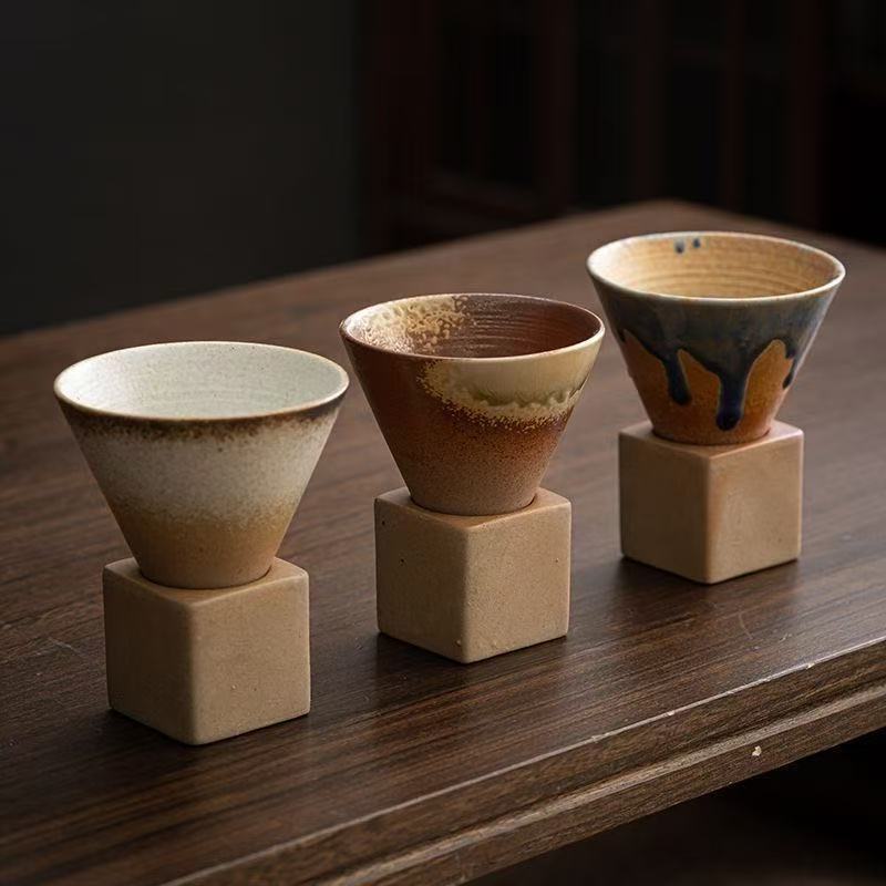 Japanese-Style Creative Rustic Ceramic Coffee Cup Cross-Border Exclusive Ins-Style Latte Art Cup Retro Ceramic Mug Cup Water Cup