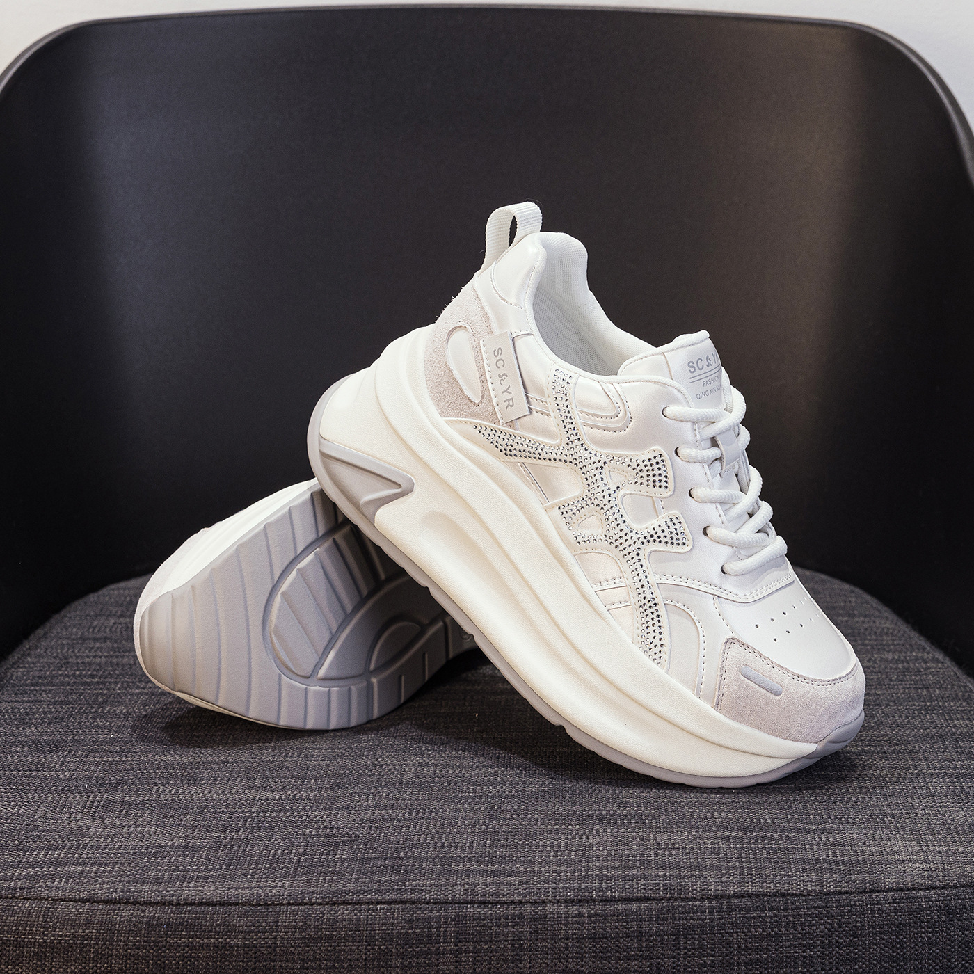 Giày sneaker nữ đế dày tăng chiều cao phong cách cổ điển mới thu 2026 — M2916- 1m màu, M2916-1 màu đỏ, M2916-1 màu vàng chi tiết 32