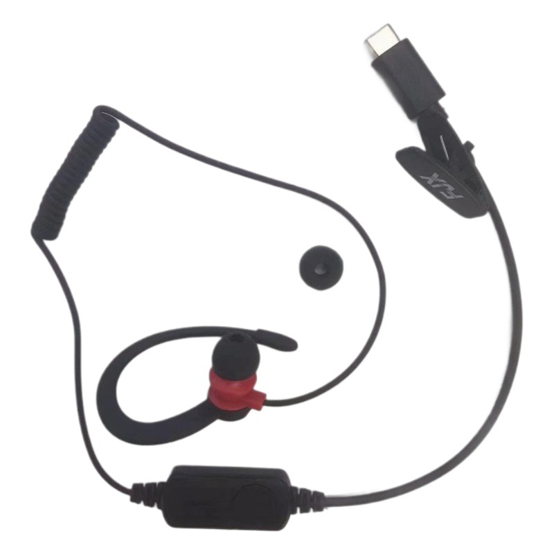 Pequeña boca cuadrada walkie-talkie auricular cable miniatura tipo collar máquina de intercomunicación auricular Android cabeza plana auricular gancho
