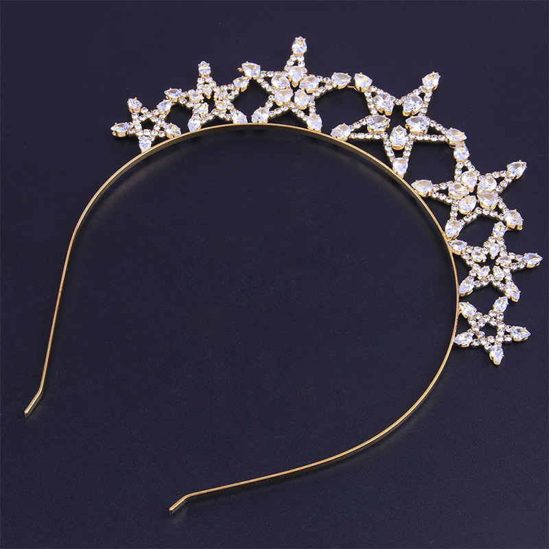 Aliexpress nuevo cinturón de cabello de cinco puntas temperamento zircon joyas de cabello de novia accesorios de combinación de banda de cabeza femenina