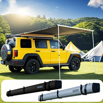 Avtomobil dam çadırları – Equipment Car Side Tent - aluminum-alloy-shell-canopy-khaki-outer-and-black-rubber-color-size-1625m