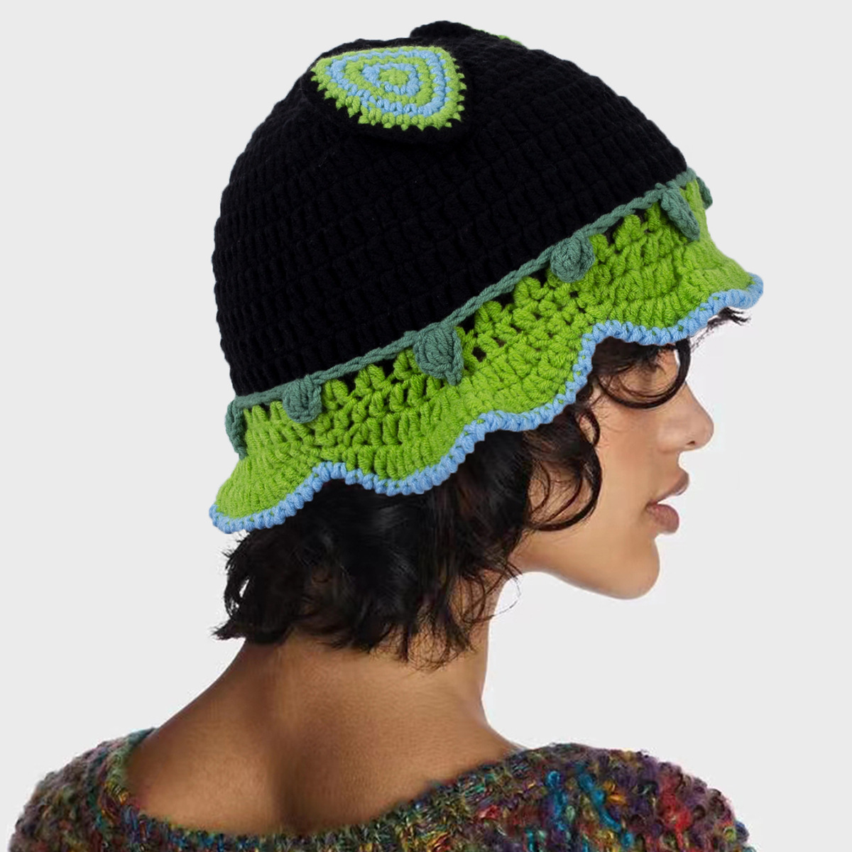 Cappello da donna vintage, lavorato a maglia, divertente, fatto a mano, autunno e inverno, dolce, versatile, in lana lavorata all'uncinetto_voghion.com