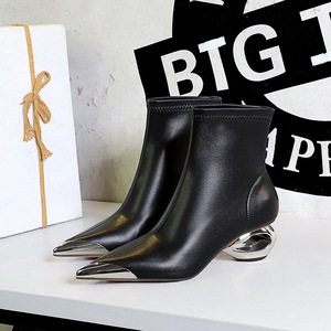 335-2 European and American style banquet short boots for women, metal heel, hollow heel, iron head, metal pointed short