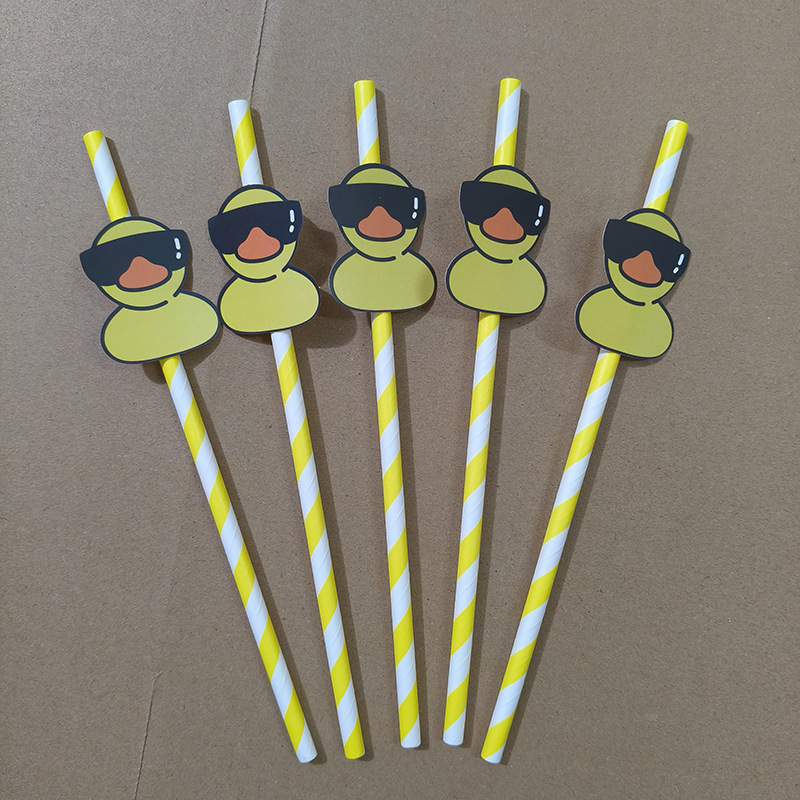 Antecedentes transfronterizos gafas patitos lindos patos frescos paja desechable postre fiesta decoración paja