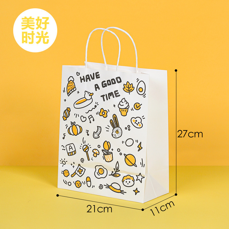 Bolsas de papel kraft de estilo de pintura al óleo, bolsas de regalo transfronterizas personalizadas, bolsas de mano para hornear con té con leche, bolsas de regalo para estudiantes image 16