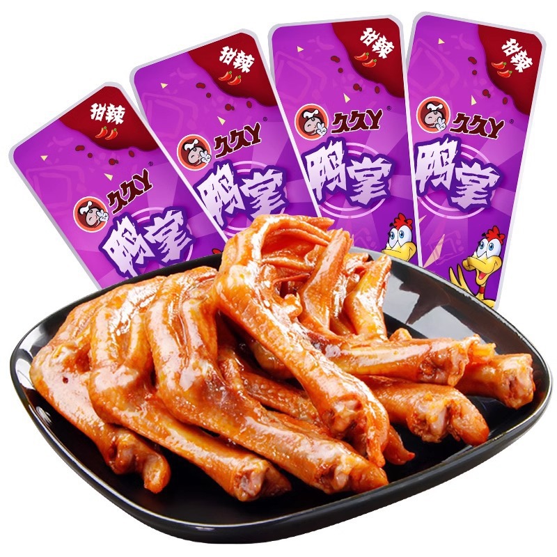 久久丫甜辣鸭掌250克老酱卤味脆鸭爪子鸭脚肉类零食麻辣休闲食品