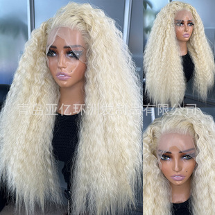 European and American wig big lace 13*4 African small roll Japanese high temperature silk simulation human hair KK long hair front lace headgear