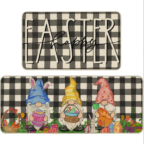 Easter Egg Crystal Velvet Floor Mat Non-slip Kitchen Door Rug_voghion.com