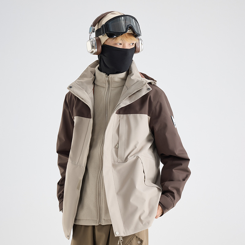 OOTD户外骆陀同款冲锋衣女登山服抓绒内胆防风防水三合一外套潮牌|undefined