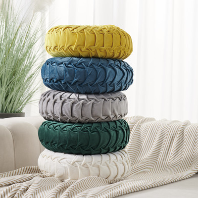 轻奢ins风圆形纯色抱枕抖音小红书露营车轮枕沙发靠枕汽车腰枕