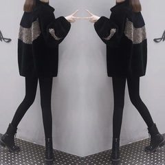 短款仿羊羔毛外套女2025年新款冬季加绒加厚大码宽松拼色大衣女潮