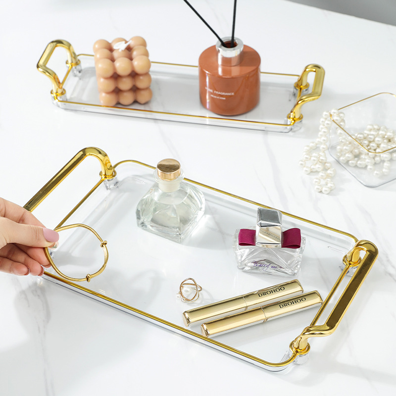 light luxury tea tray home living room rectangular tea cup storage water cup tray snack and fruit plate high sense organizer plate