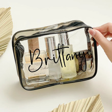 跨境热卖ETSY亚马逊一件定 制PVC洗漱包透明拉链化妆包便携收纳袋