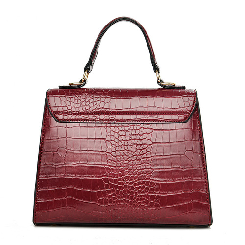 Leather Crocodile Print Kelly Bag 2025 New Fashion Simple Shoulder Crossbody Bag High-end Women's Handbag Cross-border