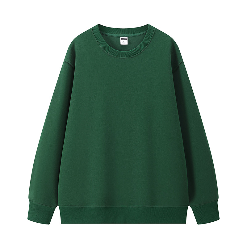 350 gramos pesados cómodos hombros de equipo de cuello redondo ropa de trabajo personalizada de manga larga suéter de color sólido logotipo impresa