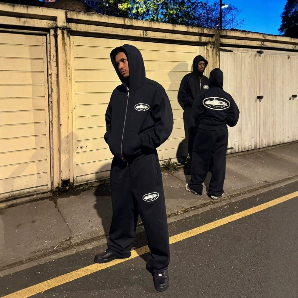 CTRZ DripDrill Алькатрас с принтом пены американский хип-хоп бархатная молния брюки спортивные костюмы