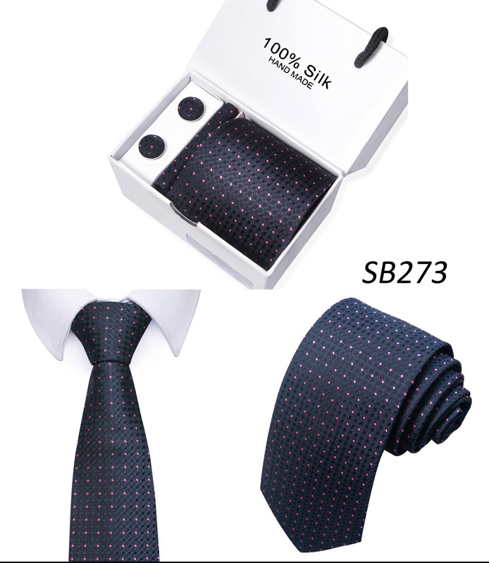 Set di scatole regalo nere da uomo, con sciarpa quadrata a righe, cravatta e cravatta nera_voghion.com