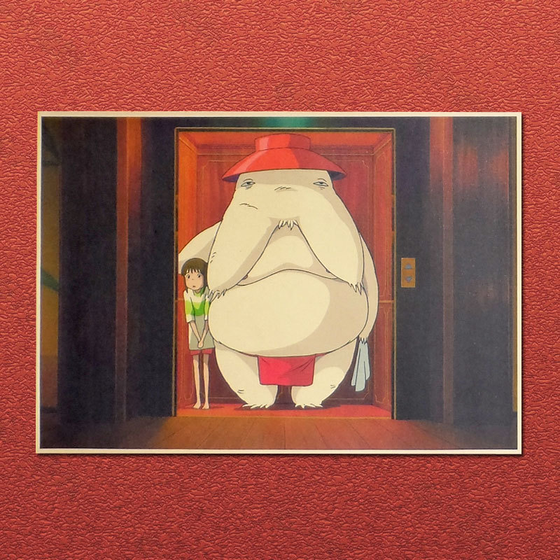 千と千尋の神隠し宮崎駿アニメーションクラフト紙ポスター装飾絵画寮カフェフォトフレーム壁ステッカー|undefined
