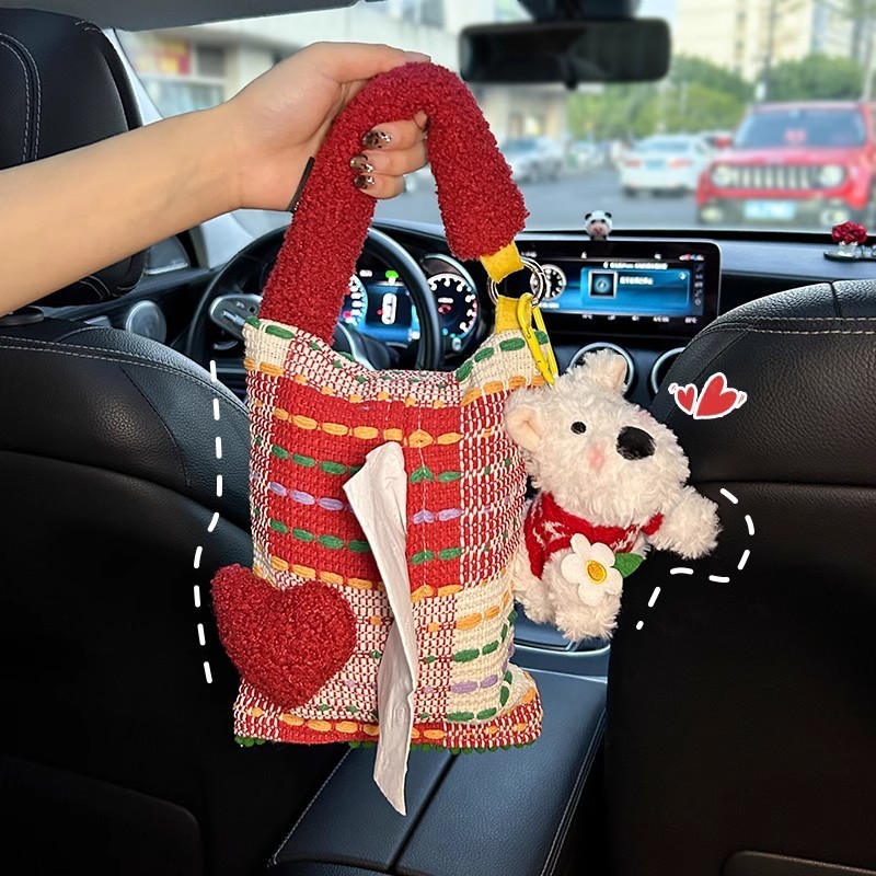 車載ティッシュケース吊り式かわいい西高地自動車背もたれティッシュ掛け袋車用高級感創意引き出し箱|undefined