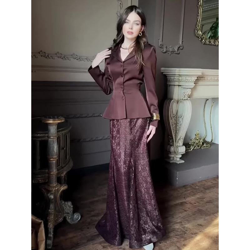 Elegant Women's Slim Fit Fashion Fishtail Skirt Set European And American Cross Border Autumn Collection Paired with Top_ecoleips.com