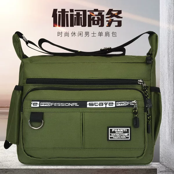 Foreign trade cross-border casual messenger bag for men, new sports large-capacity letter print shoulder bag, outdoor travel crossbody bag