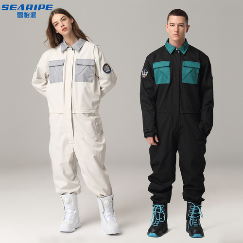 searipe new style one-piece ski suit waterproof windproof warm single board double board equipment clothes 