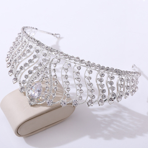 Bridal jewelry European high-end zircon crown bridal wedding dress tiara Princess birthday rhinestone crown