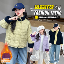 女童韩版绗棉翻领复古两面穿棉衣女孩洋气夹棉加厚上衣2025外套潮