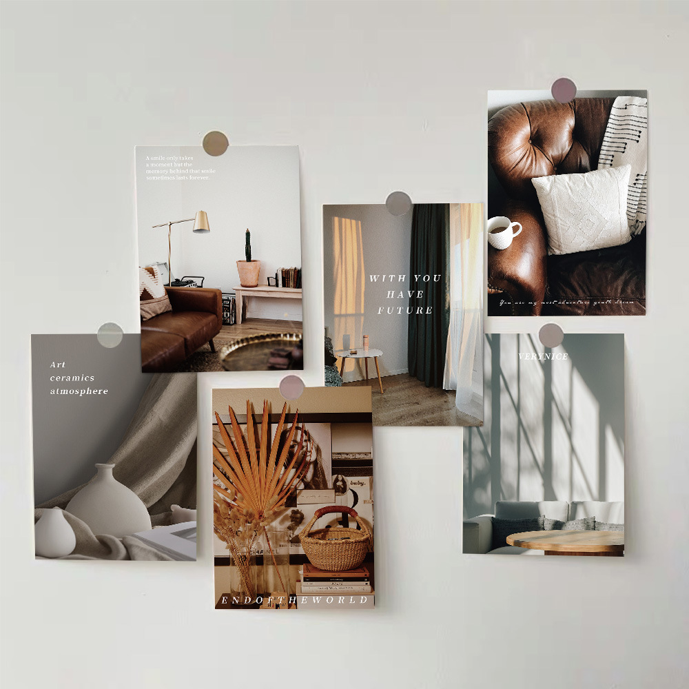 10 pieces of Instagram-style minimalist living decoration card wall decals for bedroom dormitory DIY postcard wall decals photo wall