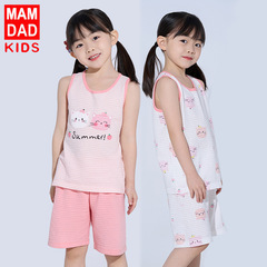 Children's set summer thin bamboo node cotton breathable girl's vest and shorts two-piece set 2023 new children's clothing dropshipping