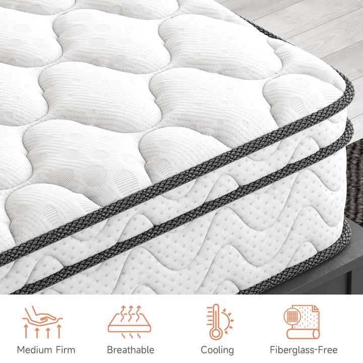 10inch Hybrid Dual Size Mattress with Memory Foam and Pocket Spring, Spine Protection