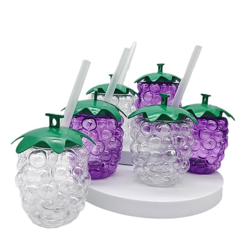 Fabricante de nuevos productos creativos ventas directas de taza de paja de uva transparente de plástico desechable taza de bebida de jugo rojo wy