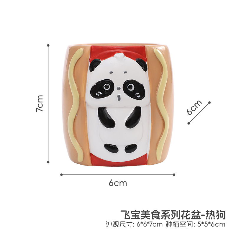 Chậu cây mọng nước hình gấu trúc hamburger resin, chậu mini để bàn, trang trí ban công và sân vườn (RG-104)