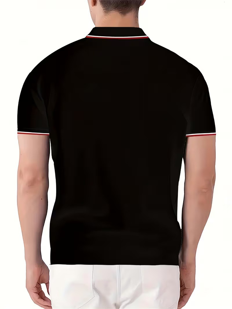 Fuente de fábrica de explosión transfronteriza nueva solapa hombre casual de manga corta zip polo impresión de verano
