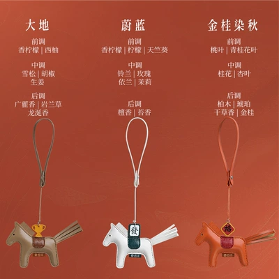 Centennial Fragrance Car Air Freshener Pendant Long-Lasting Scent Decoration Diffuser Horse Year Zodiac Year Fragrance Gift Box (Car Perfume Aromatherapy) - horse-year-car-aromatherapy-gift-box-set-of-3-earth-blue-golden-osmanthus-dyeing-autumn