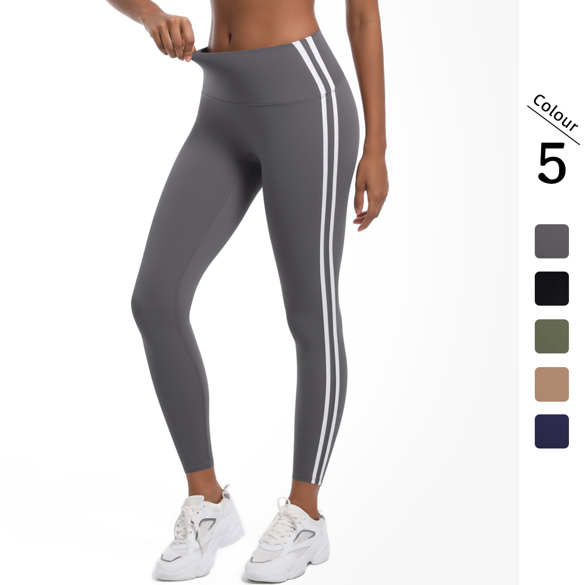 Nuevo cross-border strip fitness ajustado cintura alta melocotón pantalon caliente pantalon caliente transpirable corredor pantalon para mujeres