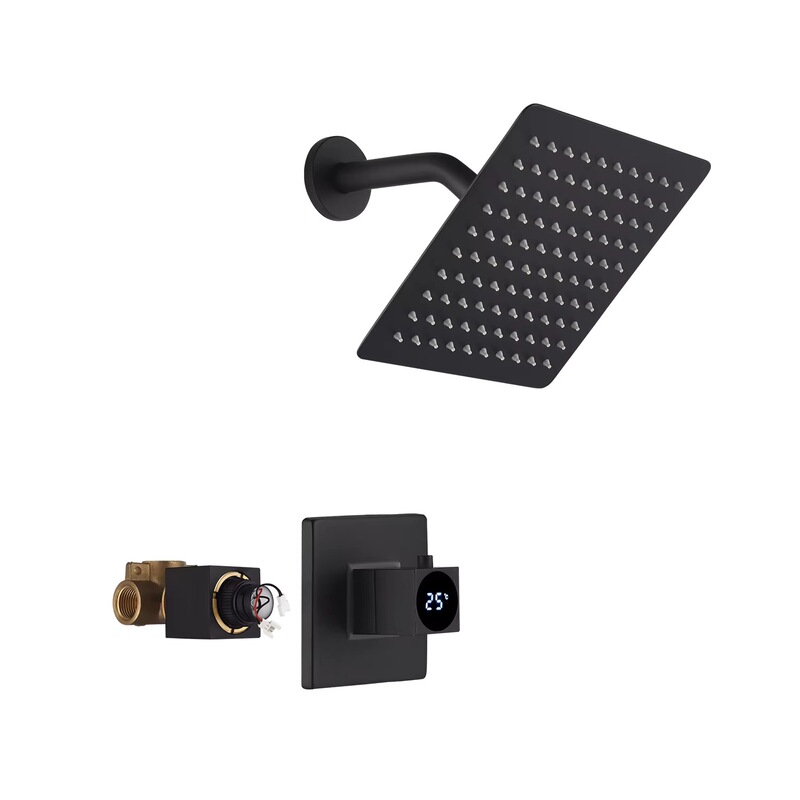 Black concealed shower suit bathtub rain shower faucet system 8 inch square stainless steel shower Black concealed shower suit bathtub rain shower faucet system 8 inch square stainless steel shower