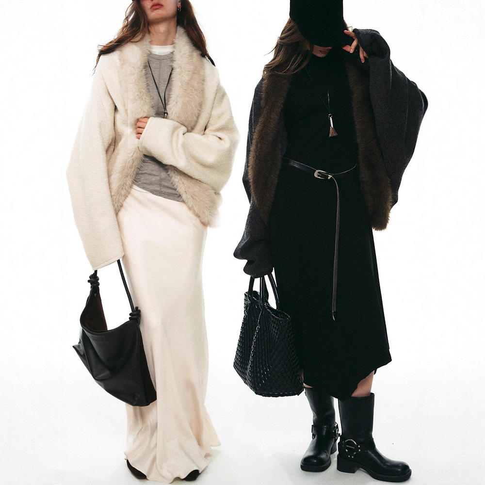 High-End Wool Niche French Accessible Luxury Elegant Cocoon-Shaped Wool Collar Cardigan Jacket Lazy Slimming Look Top for Women