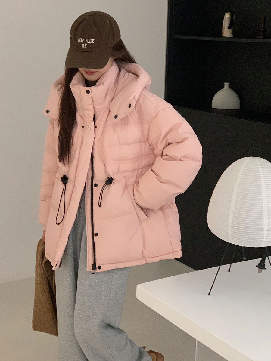 2025年新作 レディース アウトドア 防寒 ホワイトダックダウン ワークウェア ダウンジャケット ファッション フード付き レザーロゴ入り ウエストシェイプ 細見えコート