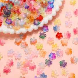 10mm立体小樱花玻璃花瓣珠 diy饰品配件古风发簪头饰串珠材料批发