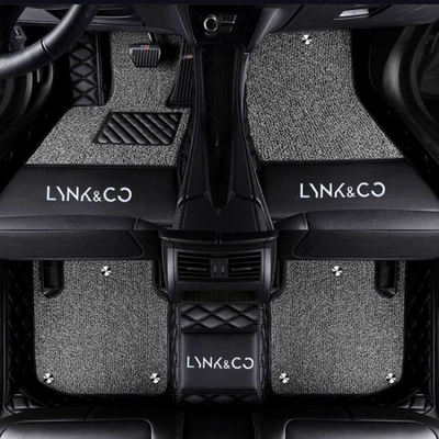 Suitable for Lynk & Co 01 floor mats, Lynk & Co 02 floor mats, Lynk & Co 03 full-coverage car floor mats, 05, 06, 09 special floor mats (Modelə uyğun ayaqaltı) - lynk-co-01-double-layer-pure-black-gray-silk-loop