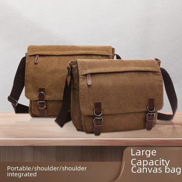 Factory Direct Supply Amazon Korean Style Fashionable Men's Crossbody Bag Single Shoulder Student Computer Bag Unisex Canvas Messenger Bag