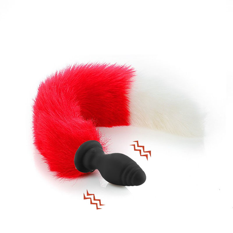 Sexy reemplazable Fox cola de silicona vibración anal plug back corte masturbación SM suministros para adultos entrega al por mayor