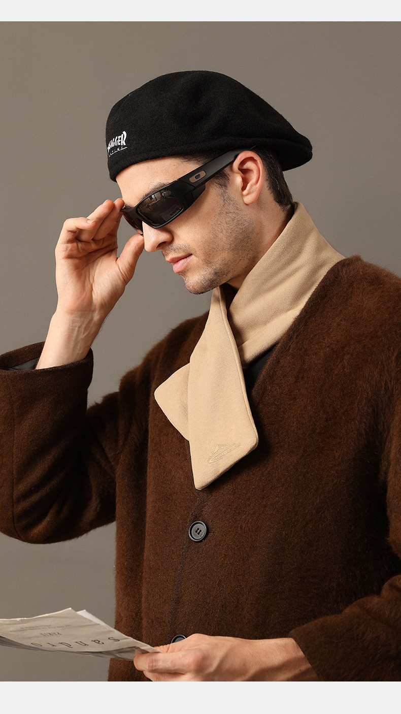 Sciarpa uomo in peluche stile retrò velluto inverno calda_voghion.com