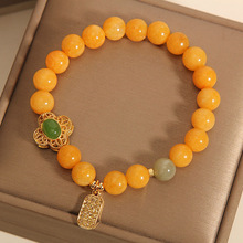 黄玉水晶手链女夏ins小众轻奢复古仿和田玉手串送女友闺蜜礼物女